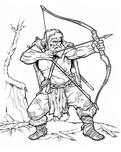 medieval german archer coloring page