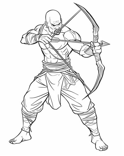 Nubian archer coloring page