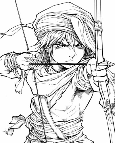 Bedoin archer coloring page