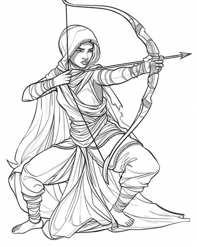 Dahomey Amazon archer coloring page