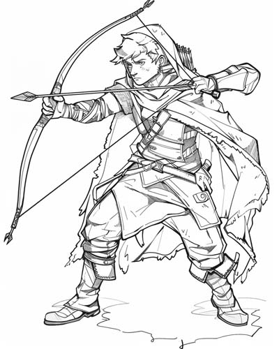 Hungarian archer coloring page