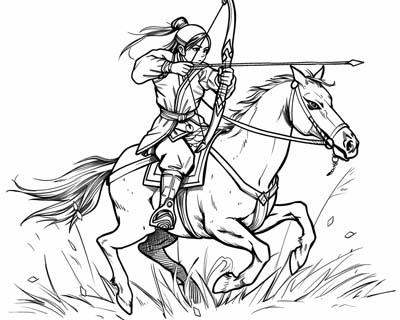 mongolian archer coloring page