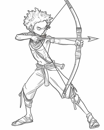 male archer coloring page