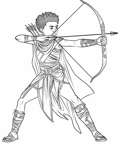 Nubian archer coloring page