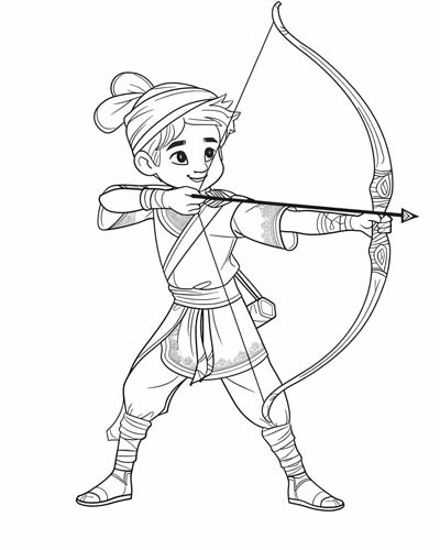 Turkish archer coloring page