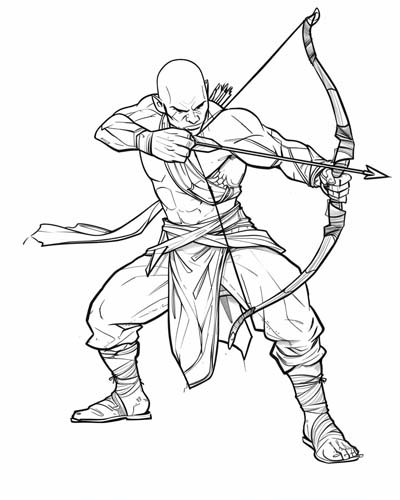 male archer coloring page