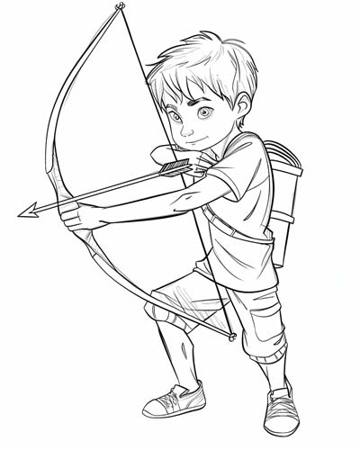 archery boy coloring page