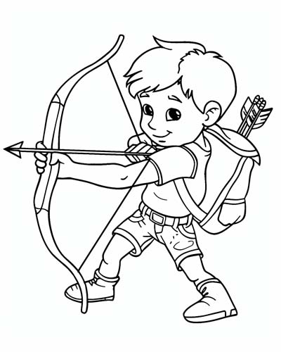 archery boy coloring page