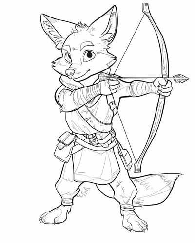fox archer coloring page