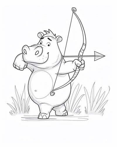 hippo archer coloring page