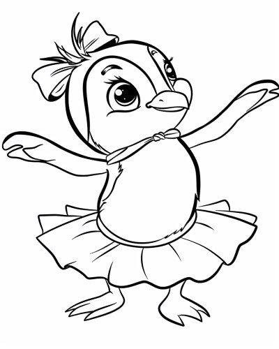 ballerina penguin coloring page