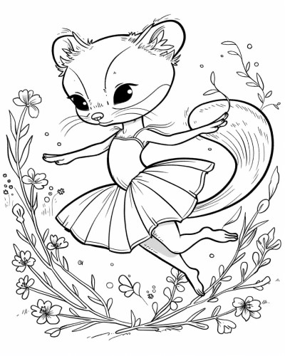 ballerina weasel coloring page