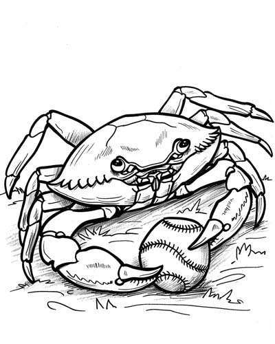 baseball crab coloring page