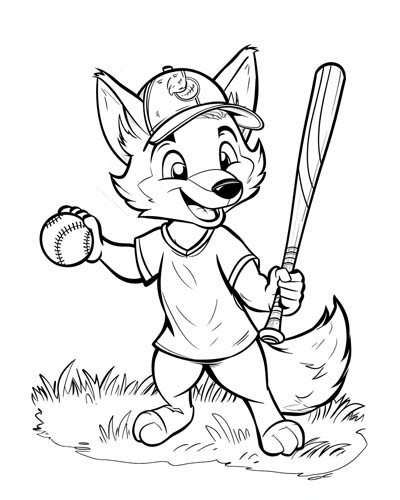 baseball fox coloring page