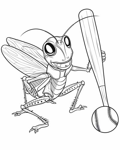 baseball grasshopper coloring page