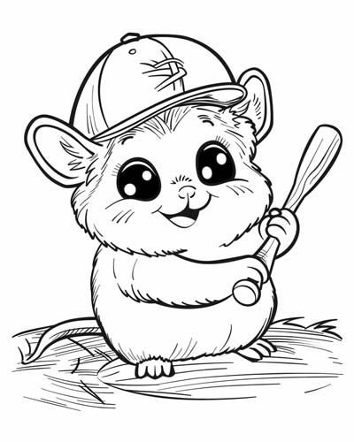 baseball hamster coloring page