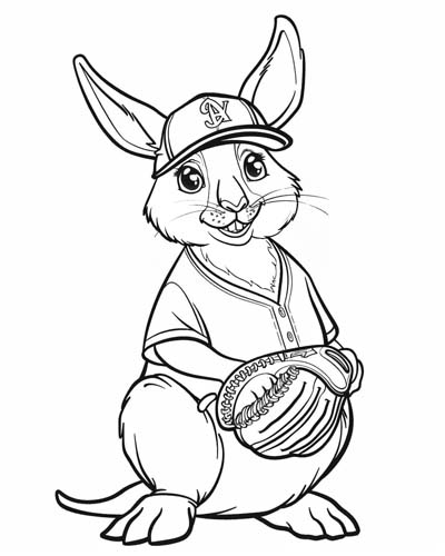 baseball kangaroo coloring page