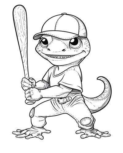 baseball lizard coloring page