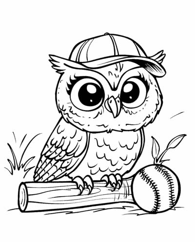 baseball owl coloring page
