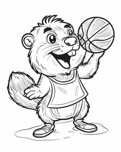 basketball beaver coloring page
