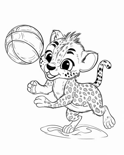 basketball cheetah coloring page