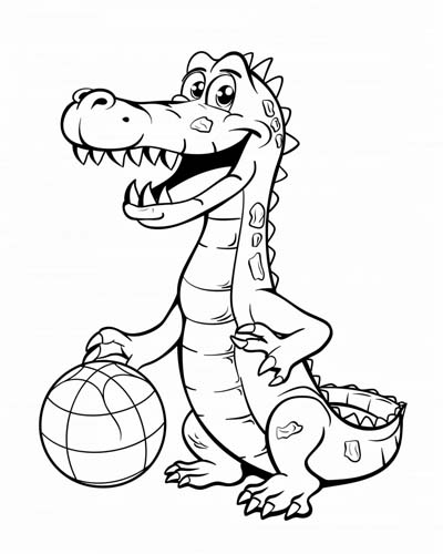 basketball crocodile coloring page