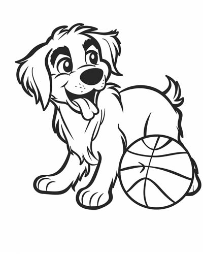 basketball dog coloring page