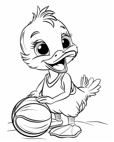 basketball duck coloring page