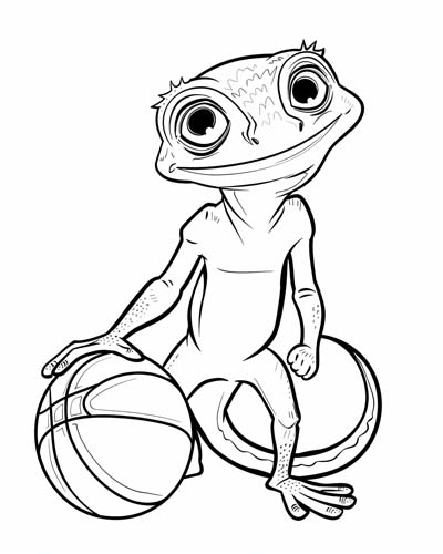 basketball gecko coloring page