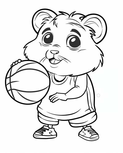 basketball hamster coloring page