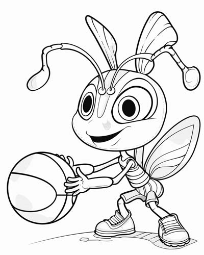 basketball insect coloring page