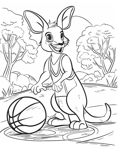 basketball kangaroo coloring page