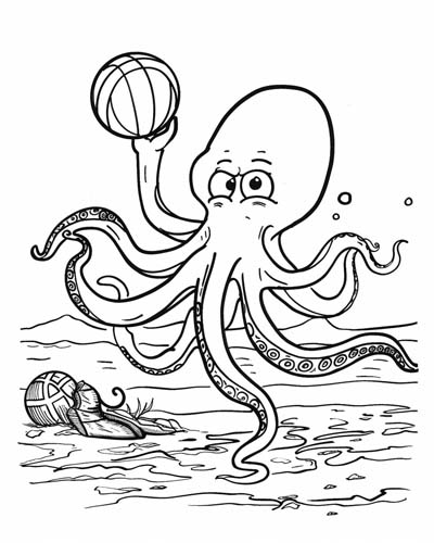 basketball octopus coloring page