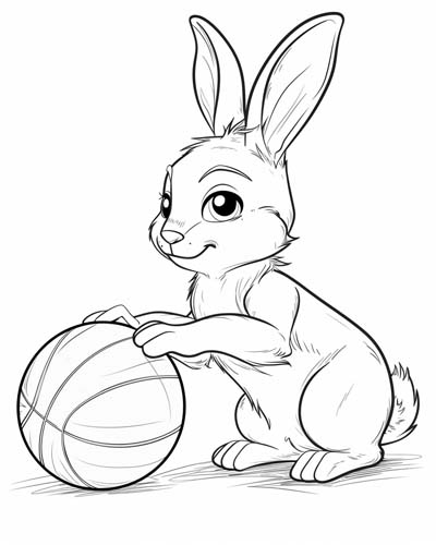 basketball rabbit coloring page
