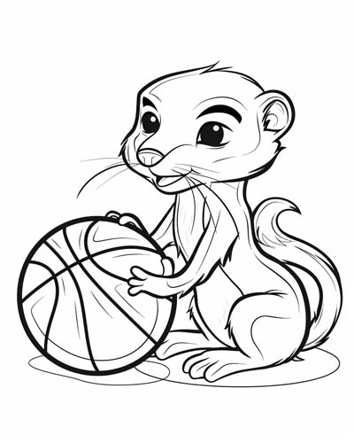 basketball weasel coloring page
