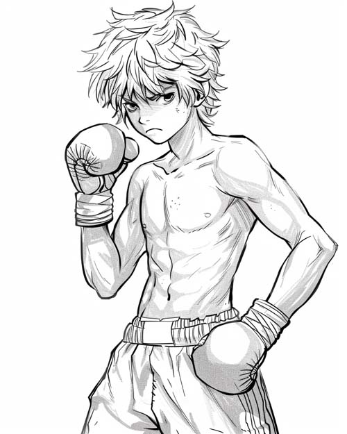 coloring page of a boxer