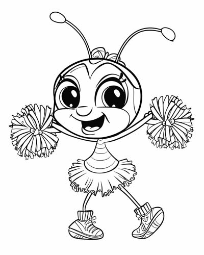 cheerleader bug coloring page