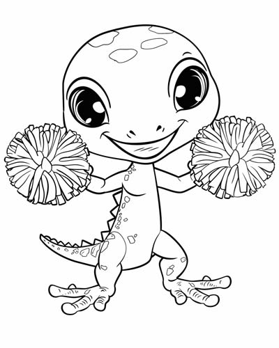 cheerleader gecko coloring page