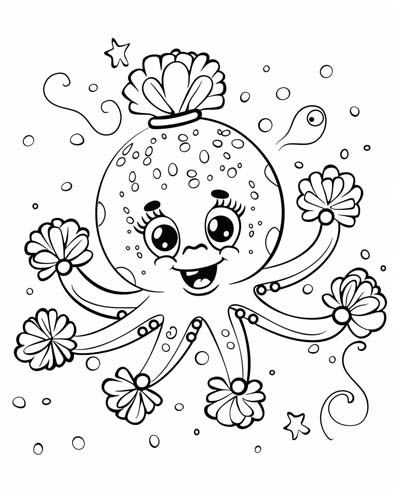 cheerleader octopus coloring page