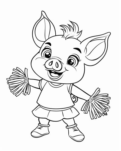 cheerleader pig coloring page