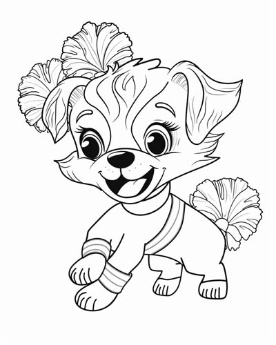 cheerleader puppy coloring page