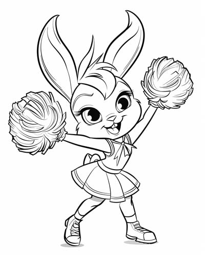 cheerleader rabbit coloring page