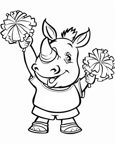 cheerleader rhino coloring page