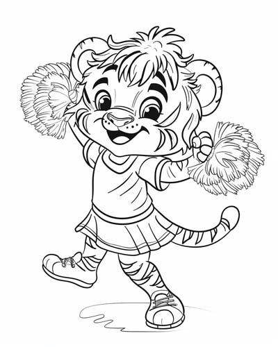 cheerleader tiger coloring page
