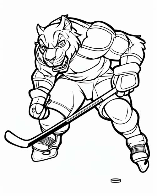 coloring page of a panther hockey player