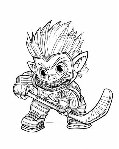 hockey troll coloring page