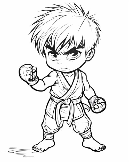 coloring page of male mma fighter