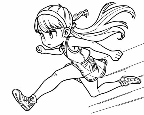 chibi coloring page of girl in ancient greece
