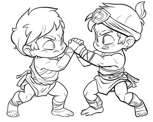 chibi coloring page of olympic wrestler in ancient greece