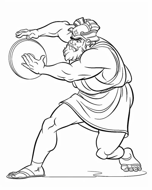 coloring page of olympic discus in ancient greece